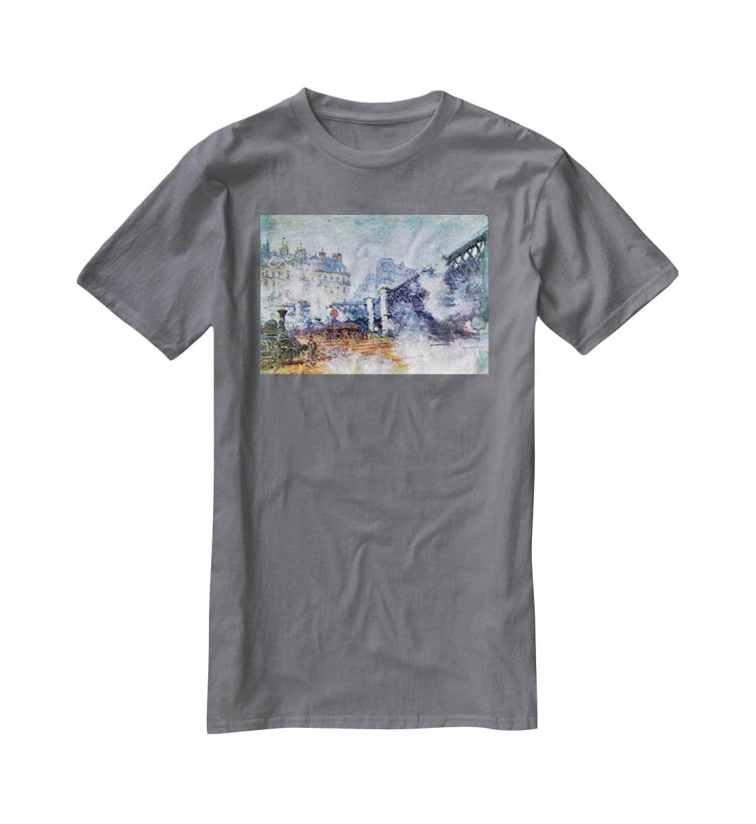 The Europe Bridge Saint Lazare station in Paris by Monet T-Shirt - Canvas Art Rocks - 3