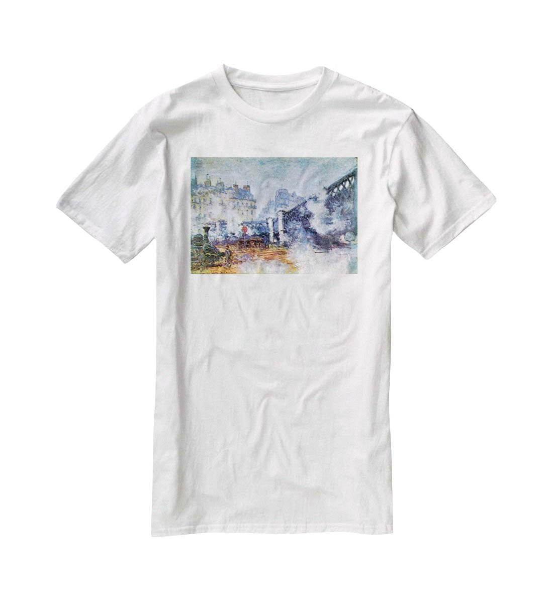 The Europe Bridge Saint Lazare station in Paris by Monet T-Shirt - Canvas Art Rocks - 5
