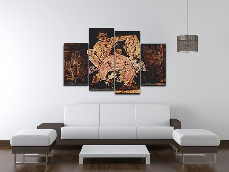The Family by Egon Schiele 4 Split Panel Canvas - Canvas Art Rocks - 3