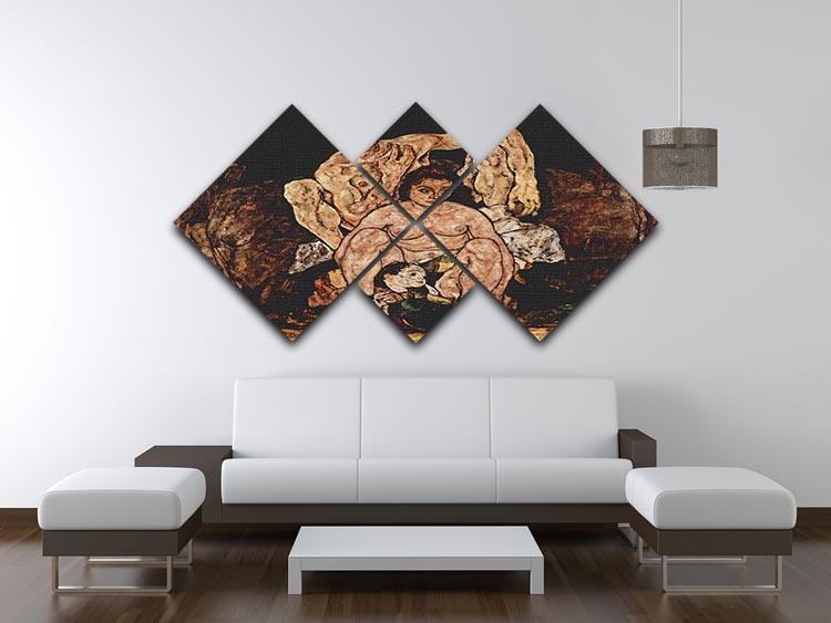 The Family by Egon Schiele 4 Square Multi Panel Canvas - Canvas Art Rocks - 3