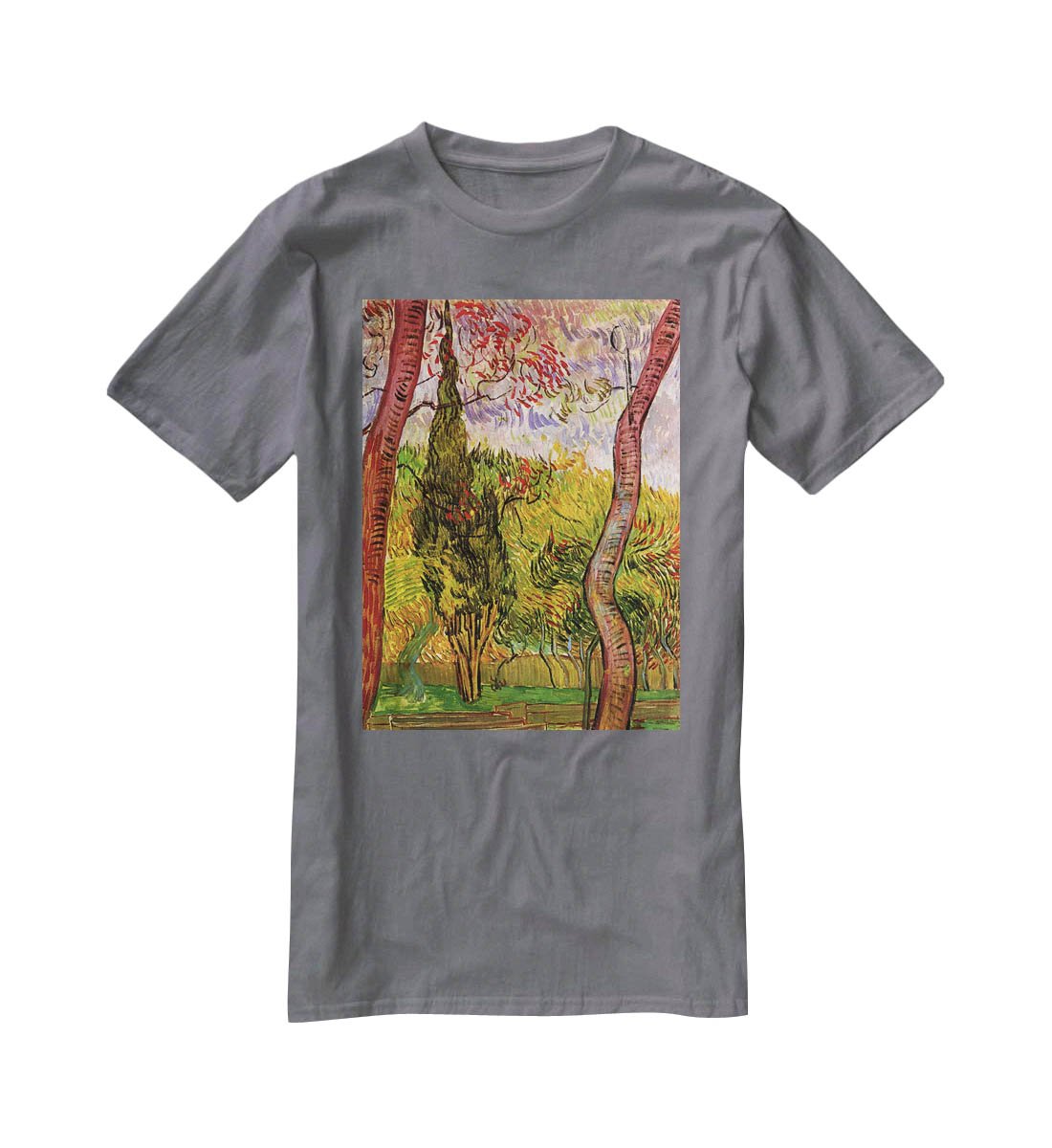 The Garden of Saint-Paul Hospital 2 by Van Gogh T-Shirt - Canvas Art Rocks - 3