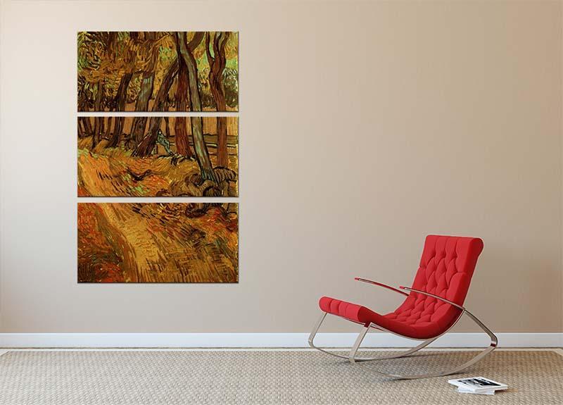The Garden of Saint-Paul Hospital with Figure by Van Gogh 3 Split Panel Canvas Print - Canvas Art Rocks - 2