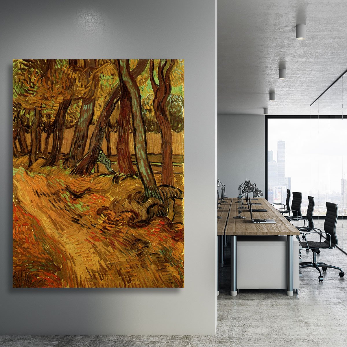The Garden of Saint-Paul Hospital with Figure by Van Gogh Canvas Print or Poster