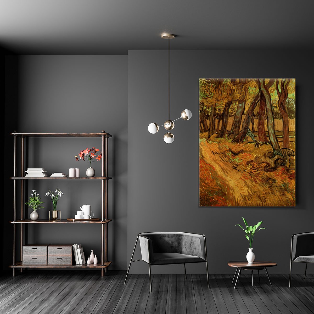 The Garden of Saint-Paul Hospital with Figure by Van Gogh Canvas Print or Poster