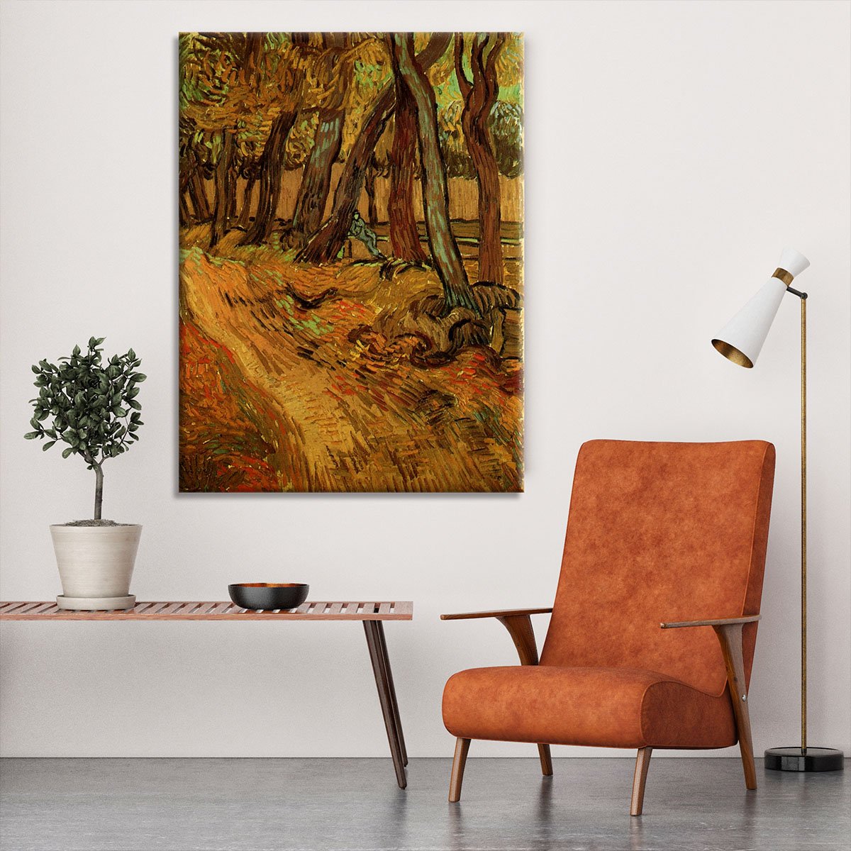 The Garden of Saint-Paul Hospital with Figure by Van Gogh Canvas Print or Poster