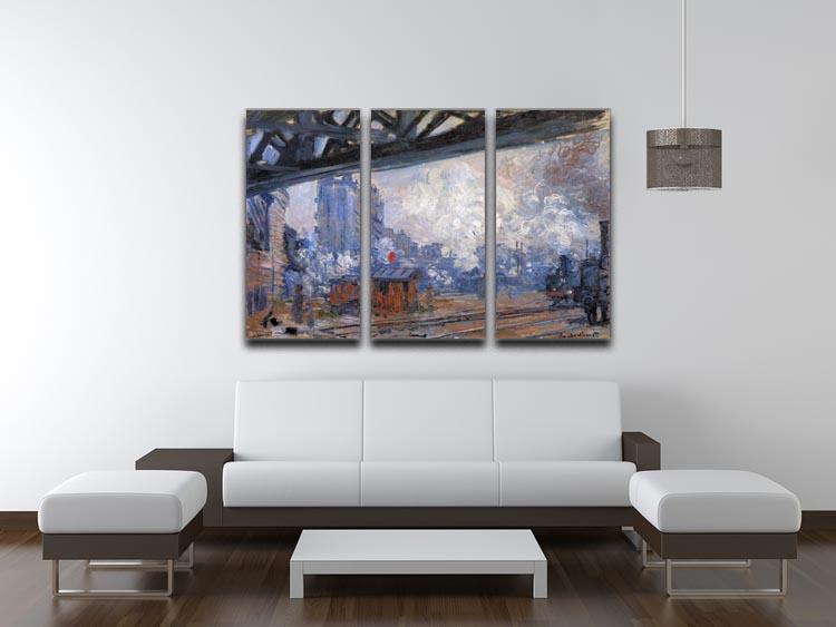 The Gare Saint Lazare by Monet Split Panel Canvas Print - Canvas Art Rocks - 4