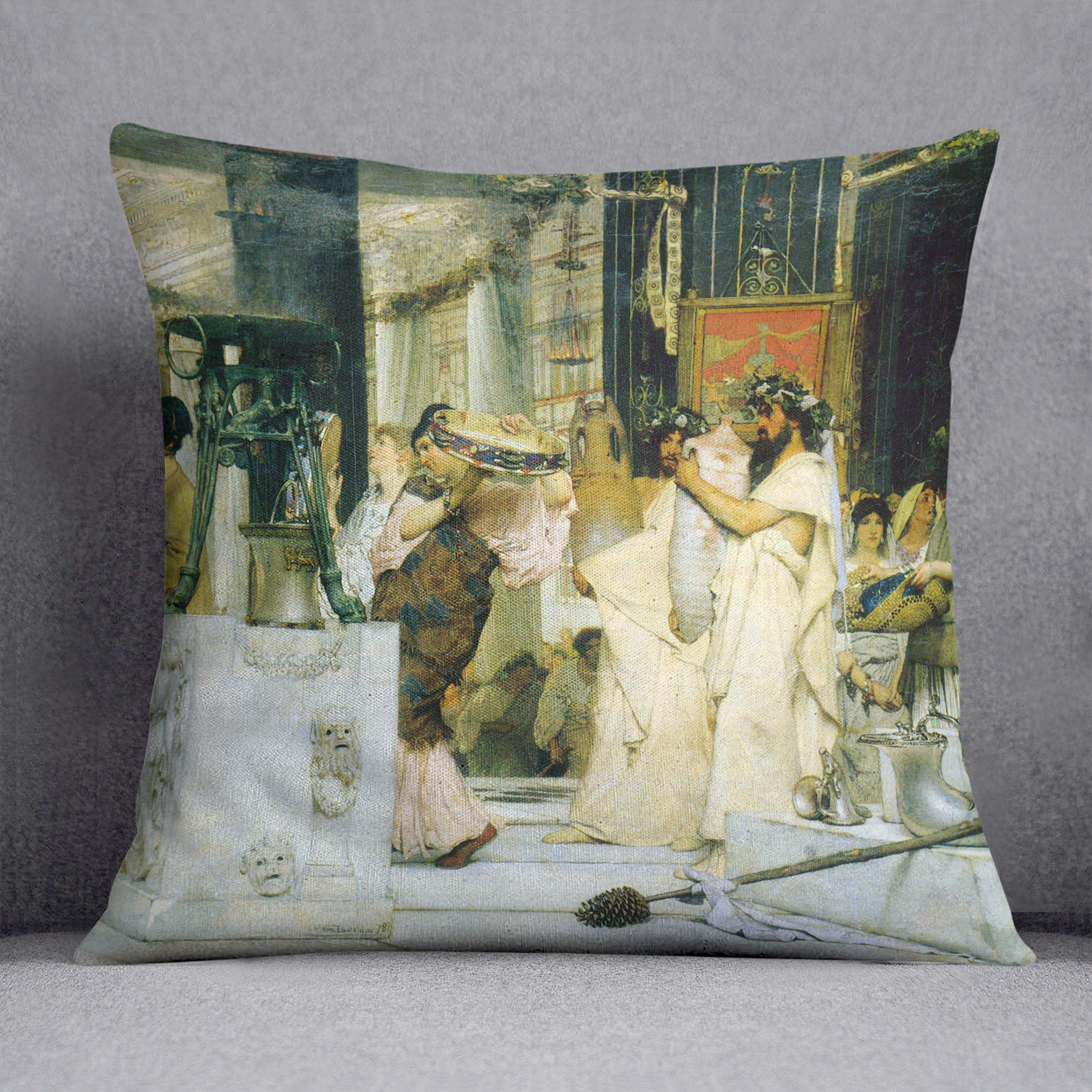 The Grape Harvest Festival detail 1 by Alma Tadema Cushion - Canvas Art Rocks - 1