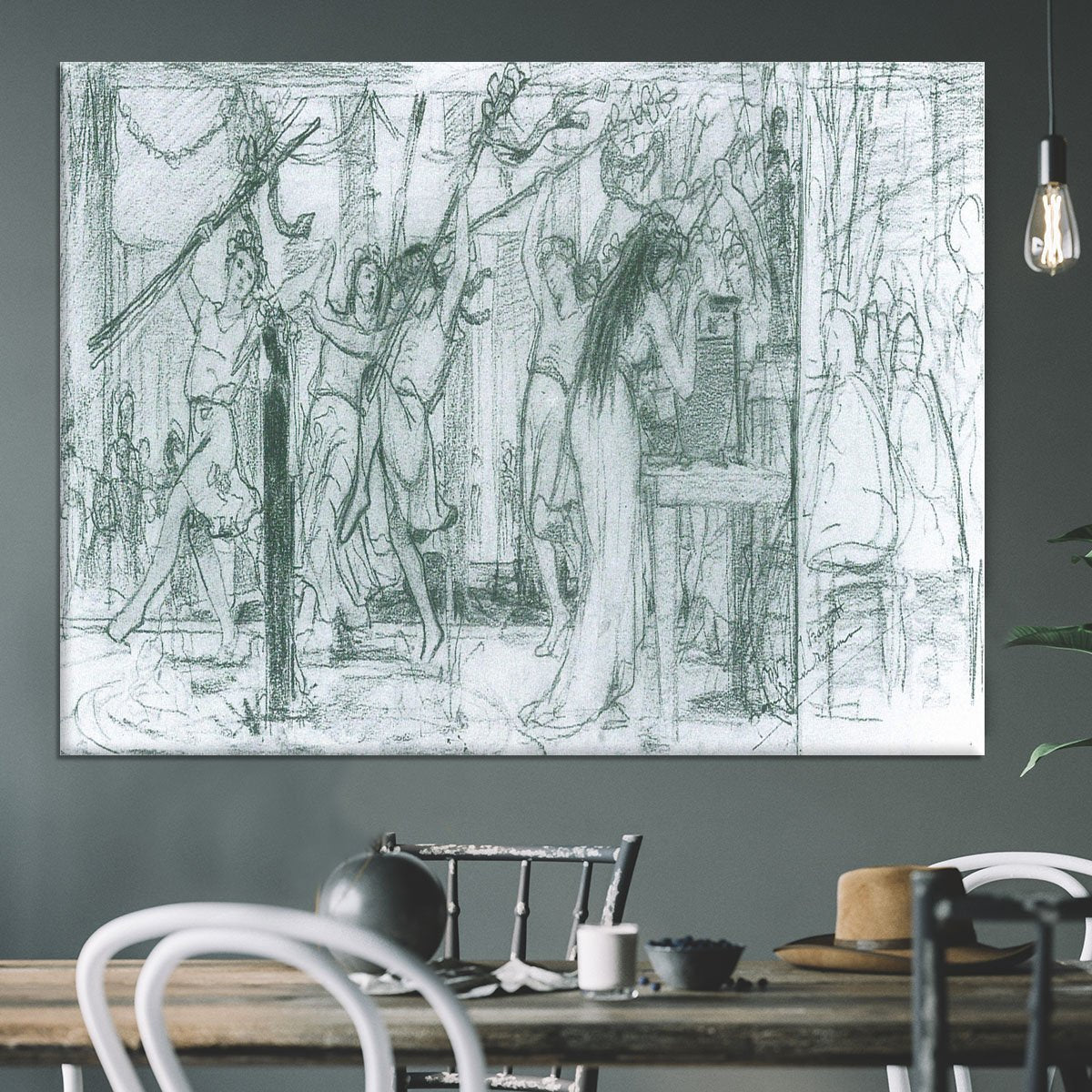 The Grape Harvest Festival sketch by Alma Tadema Canvas Print or Poster