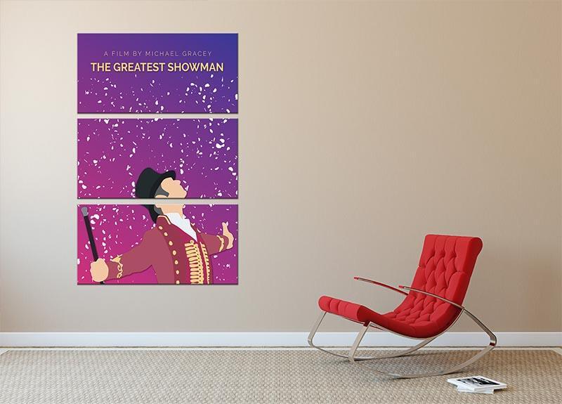 The Greatest Showman Minimal Movie 3 Split Panel Canvas Print - Canvas Art Rocks - 2