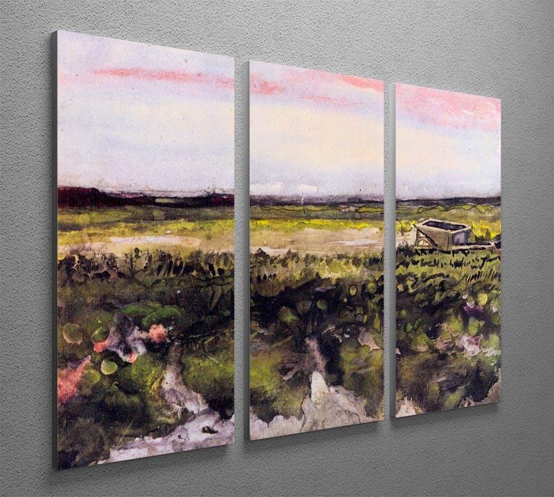 The Heath with a Wheelbarrow by Van Gogh 3 Split Panel Canvas Print - Canvas Art Rocks - 4