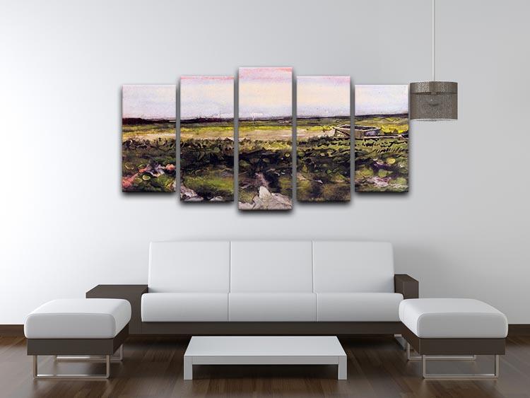 The Heath with a Wheelbarrow by Van Gogh 5 Split Panel Canvas - Canvas Art Rocks - 3