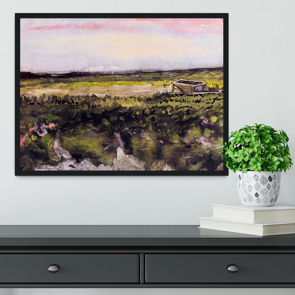 The Heath with a Wheelbarrow by Van Gogh Framed Print - Canvas Art Rocks - 2