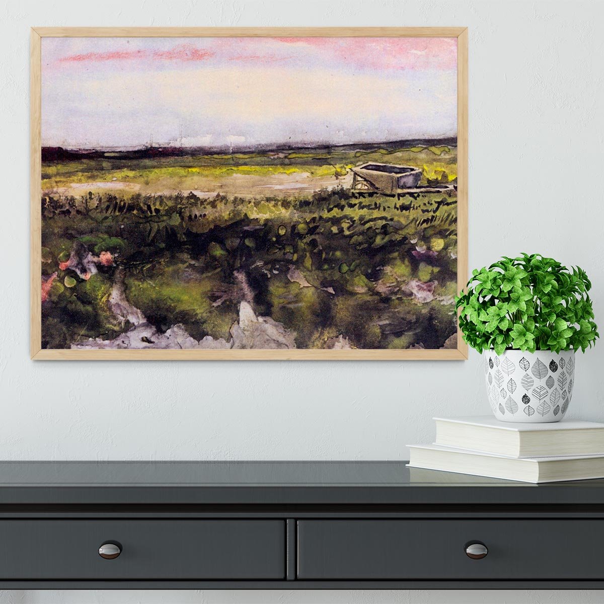 The Heath with a Wheelbarrow by Van Gogh Framed Print - Canvas Art Rocks - 4