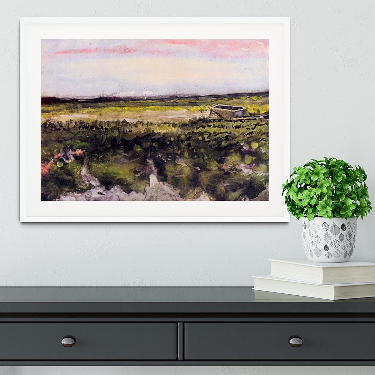 The Heath with a Wheelbarrow by Van Gogh Framed Print - Canvas Art Rocks - 5