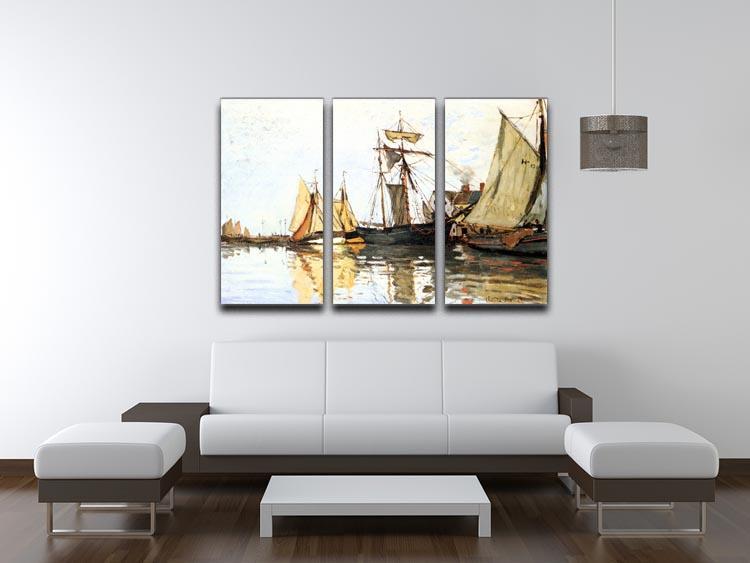 The Honfleur Port by Monet Split Panel Canvas Print - Canvas Art Rocks - 4