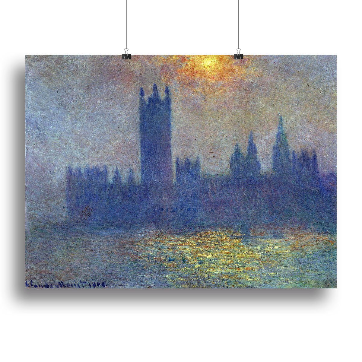 The Houses of Parliament sunlight in the fog by Monet Canvas Print or Poster