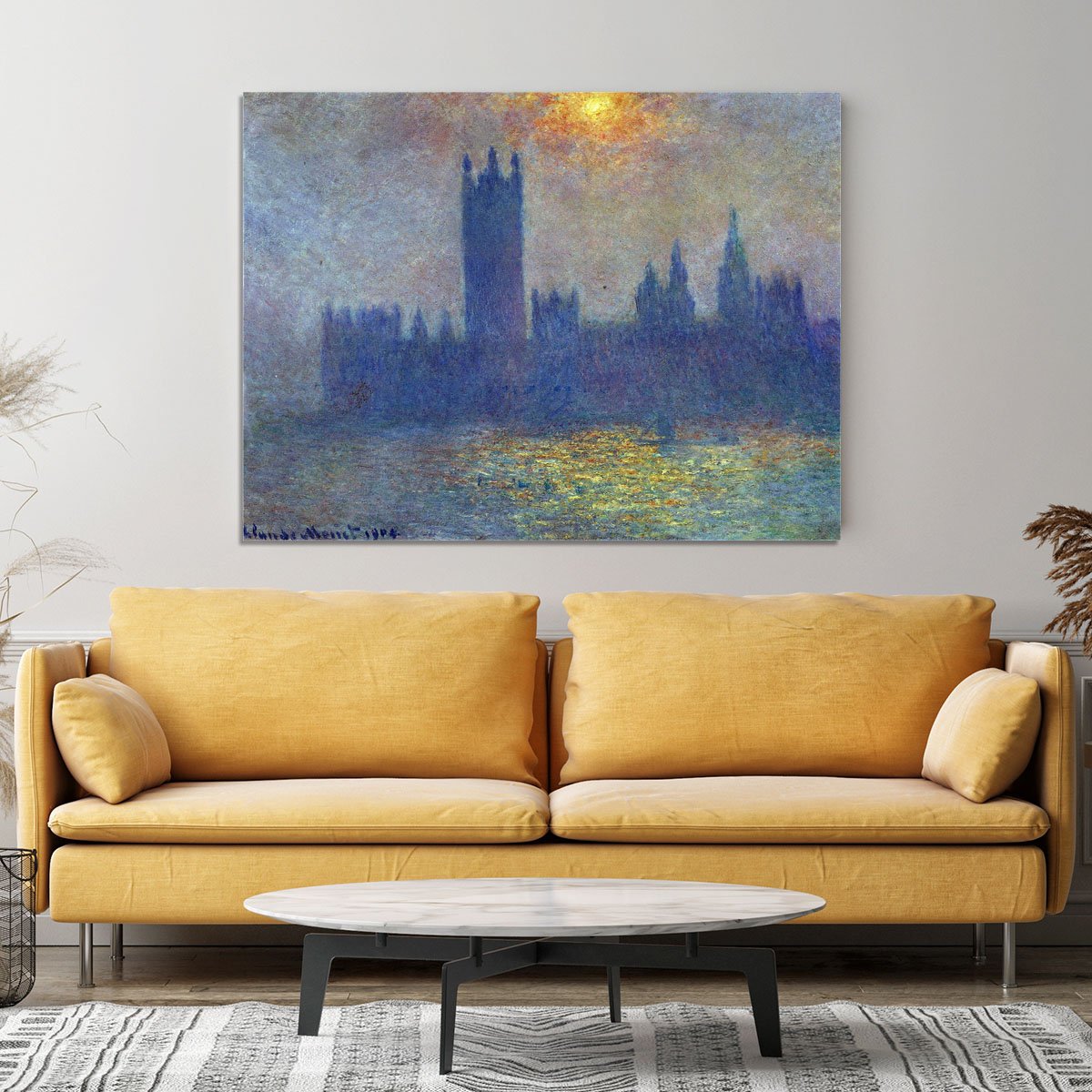 The Houses of Parliament sunlight in the fog by Monet Canvas Print or Poster