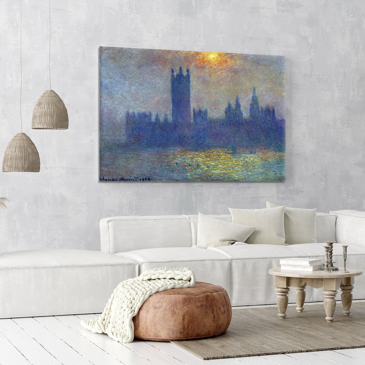 The Houses of Parliament sunlight in the fog by Monet Canvas Print or Poster