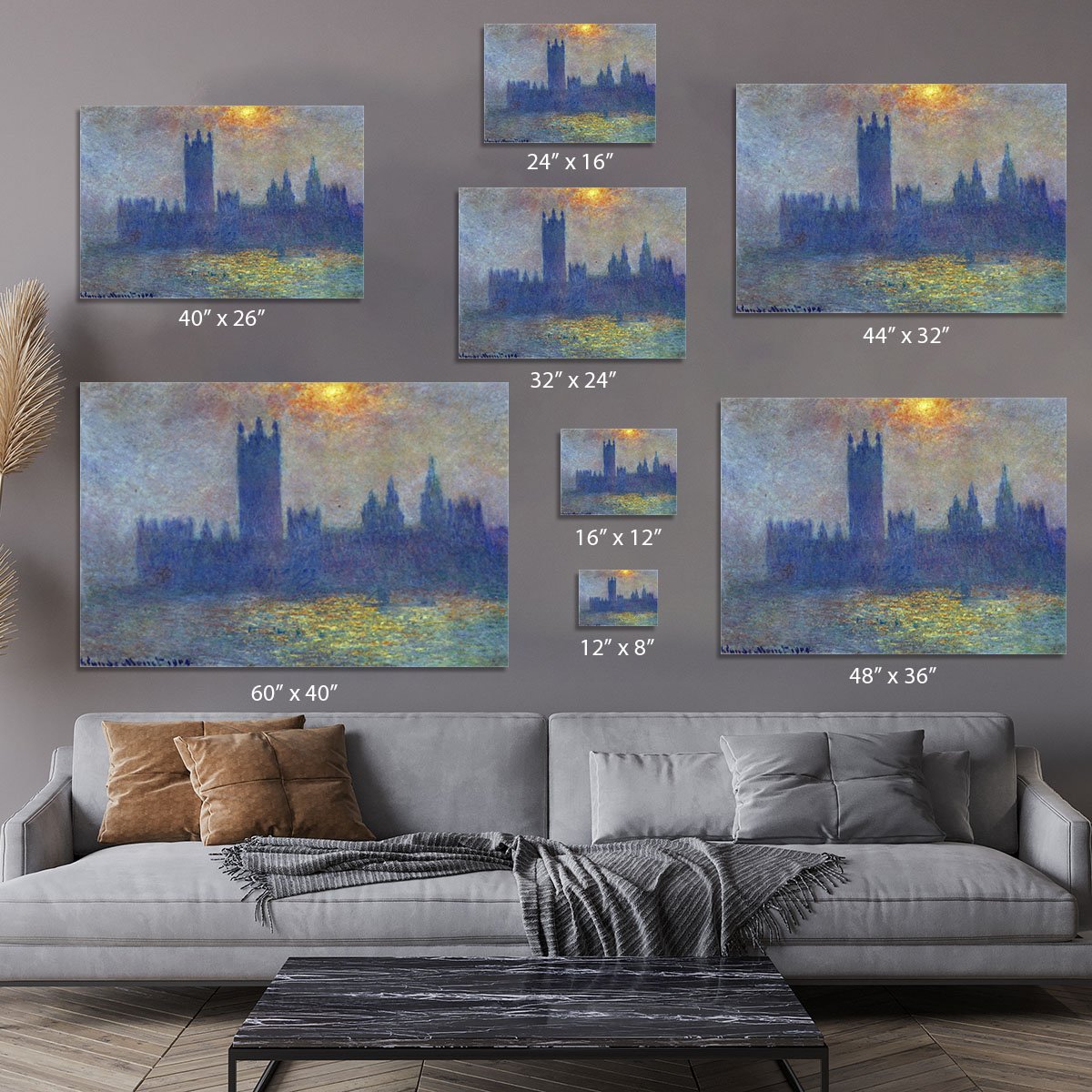 The Houses of Parliament sunlight in the fog by Monet Canvas Print or Poster