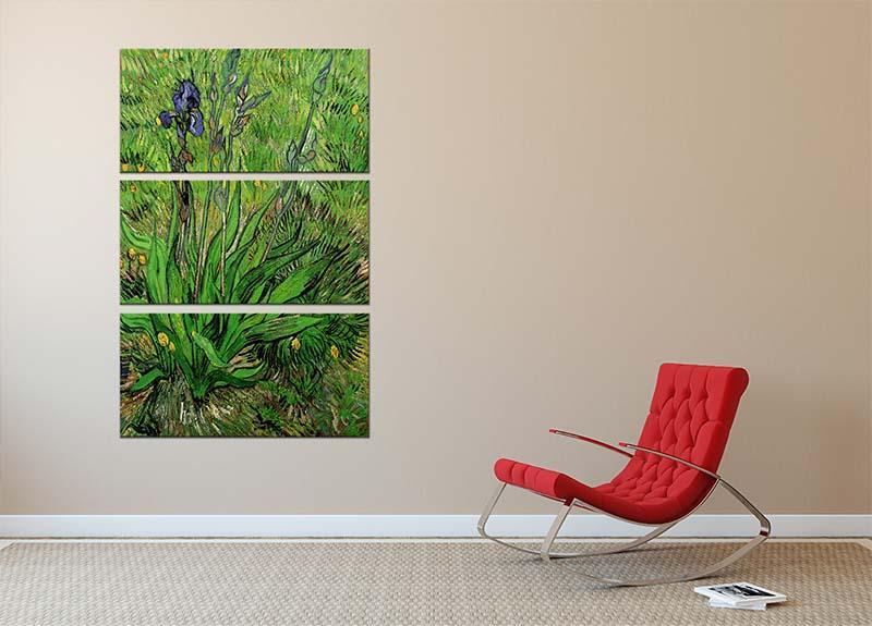 The Iris by Van Gogh 3 Split Panel Canvas Print - Canvas Art Rocks - 2