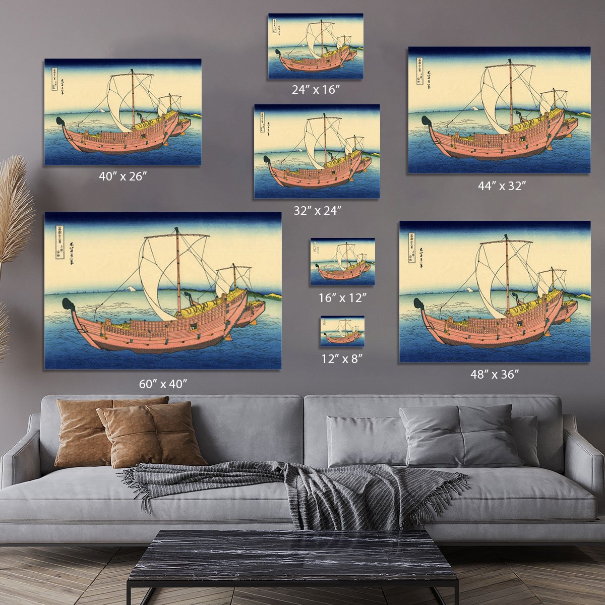 The Kazusa sea route by Hokusai Canvas Print or Poster