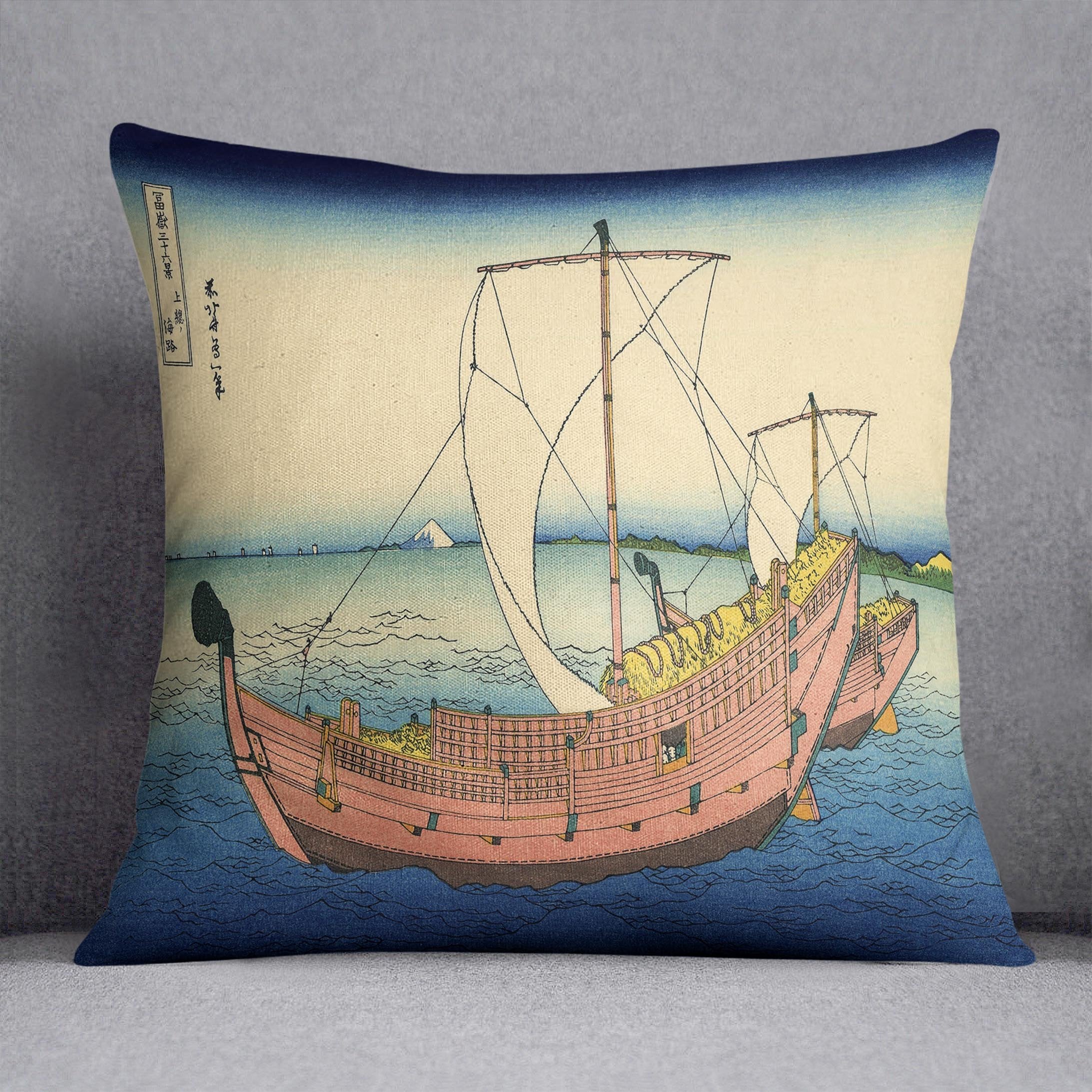The Kazusa sea route by Hokusai Throw Pillow