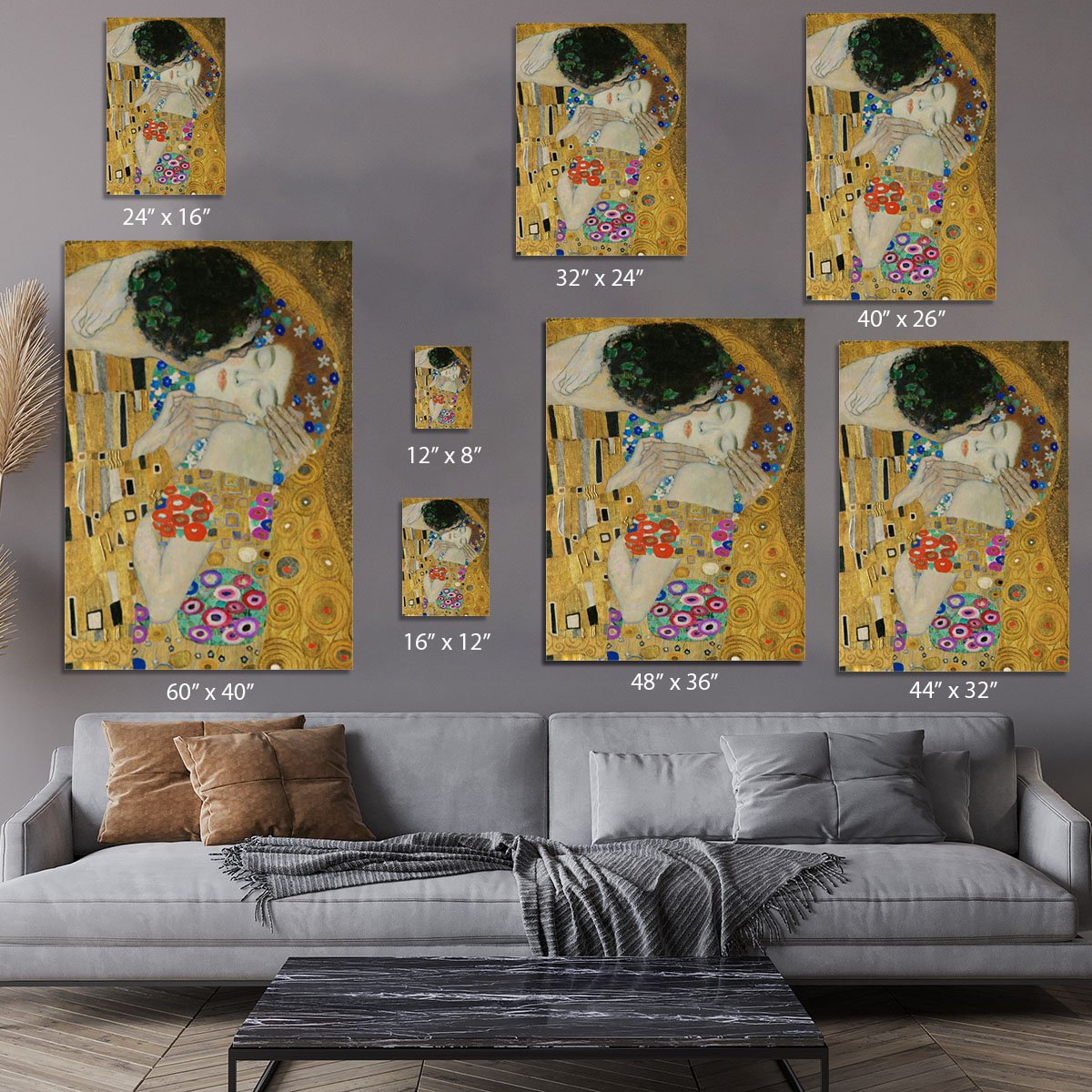 The Kiss detail by Klimt Canvas Print or Poster