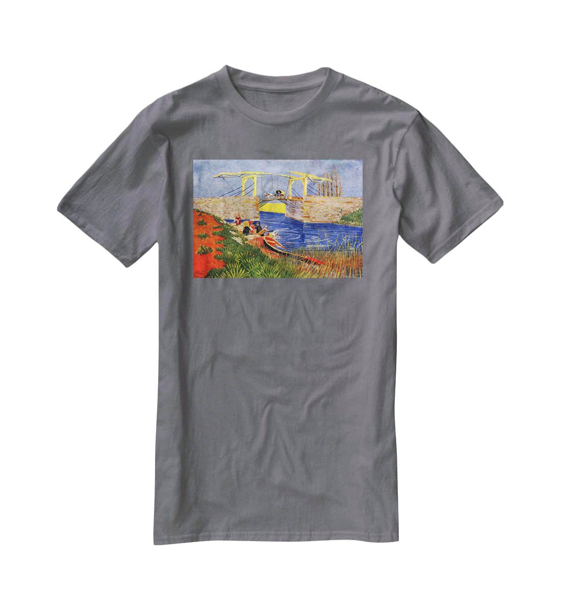 The Langlois Bridge at Arles with Women Washing by Van Gogh T-Shirt - Canvas Art Rocks - 3