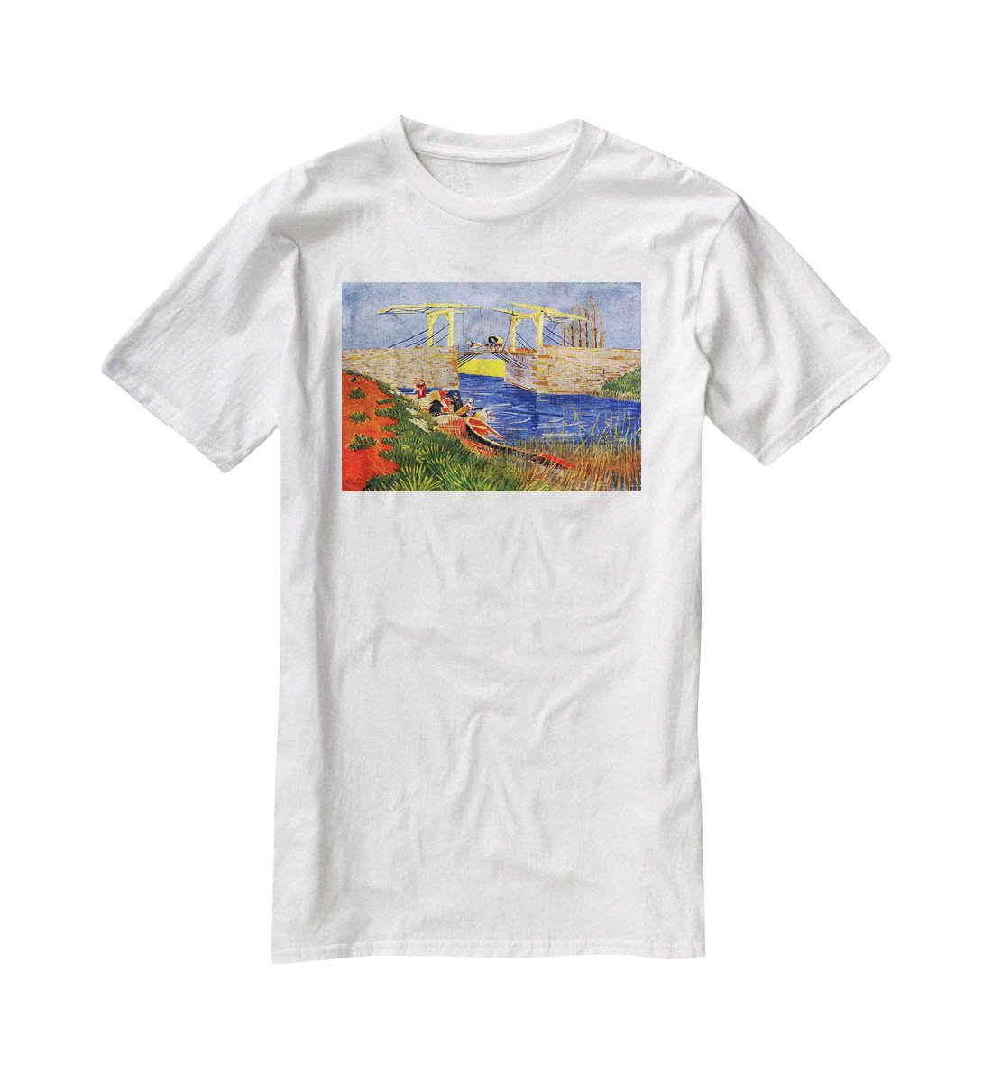 The Langlois Bridge at Arles with Women Washing by Van Gogh T-Shirt - Canvas Art Rocks - 5