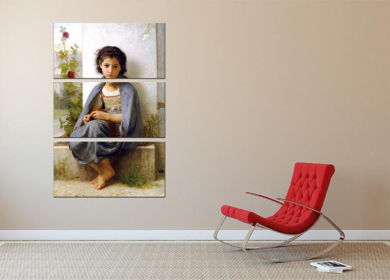 The Little Knitter By Bouguereau 3 Split Panel Canvas Print - Canvas Art Rocks - 2