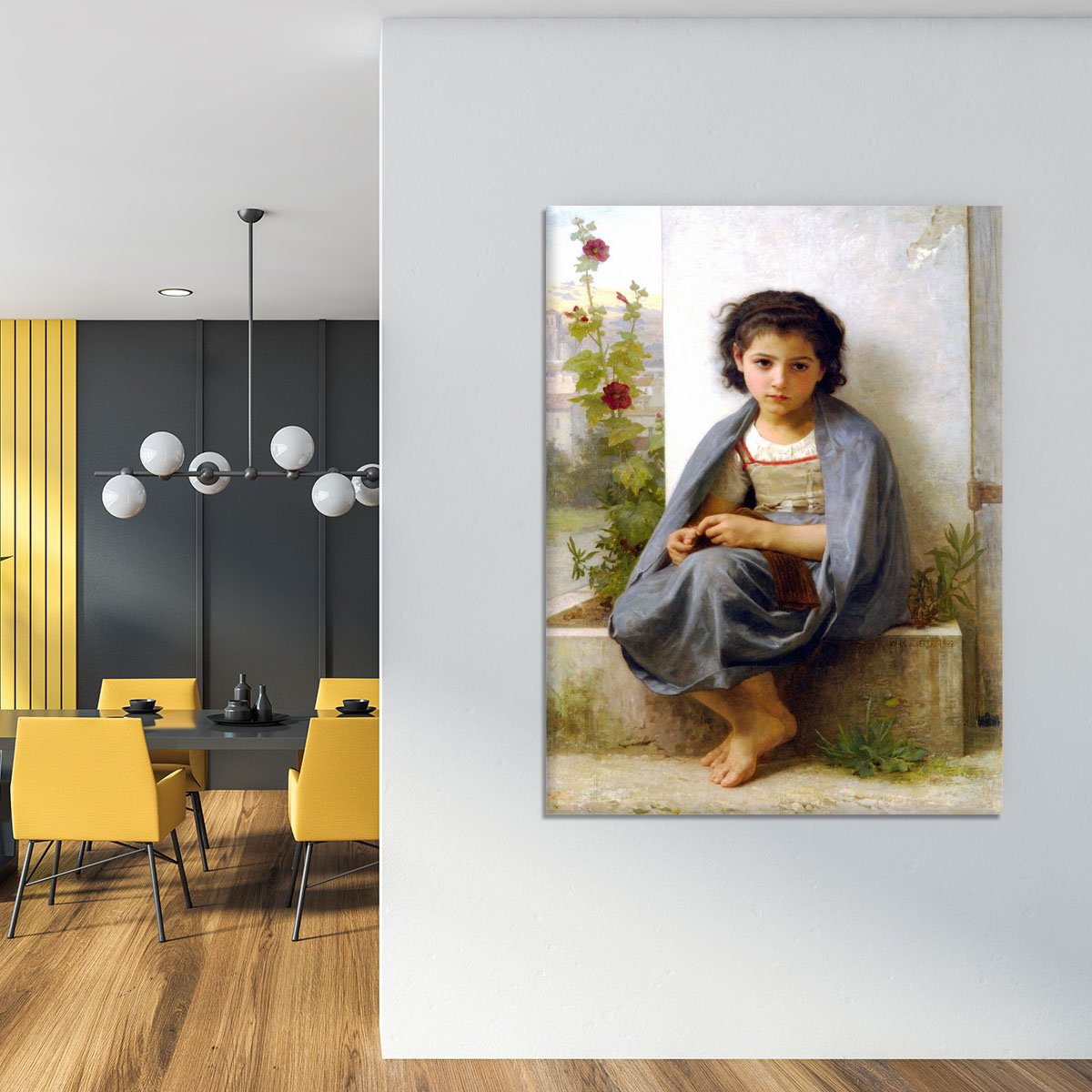 The Little Knitter By Bouguereau Canvas Print or Poster