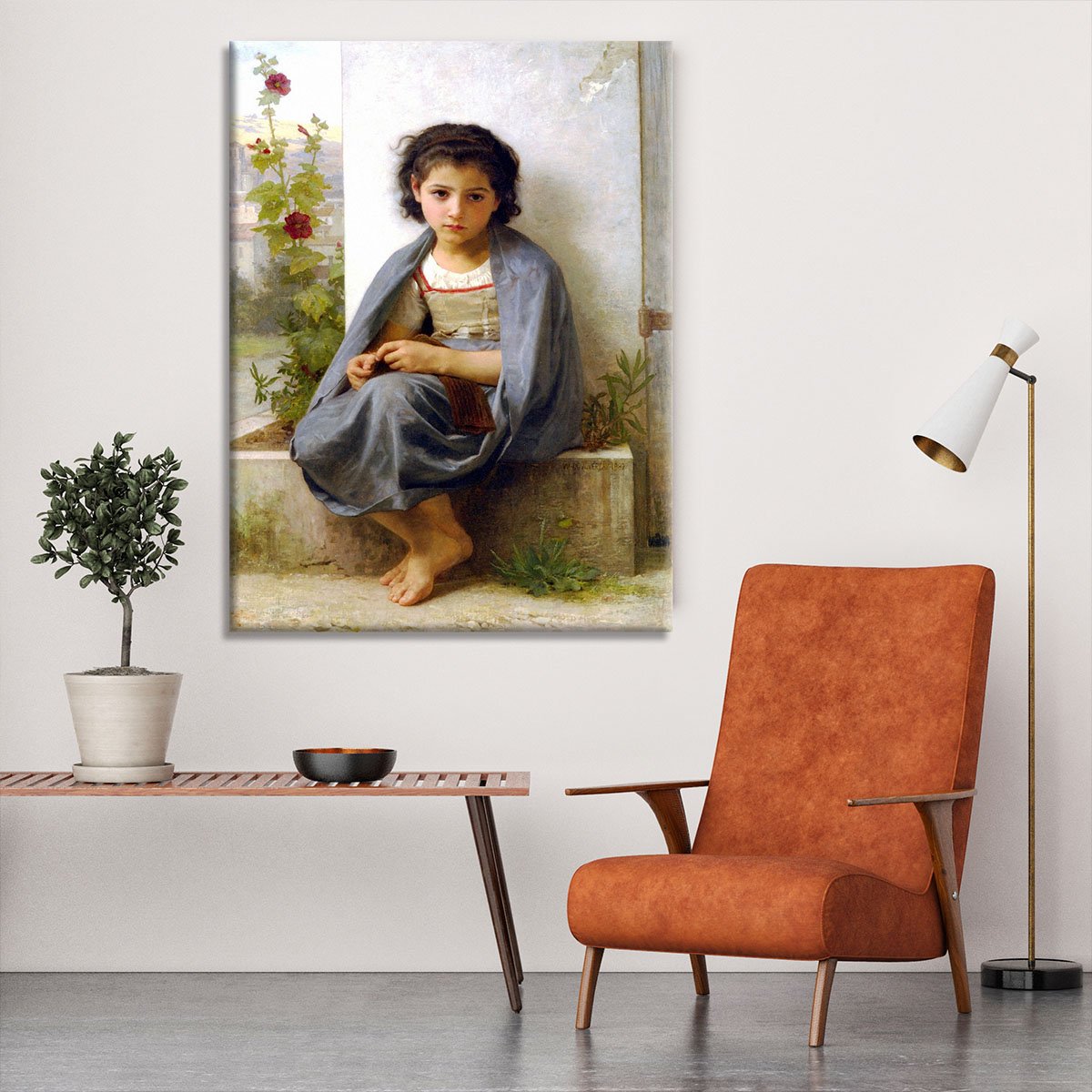 The Little Knitter By Bouguereau Canvas Print or Poster