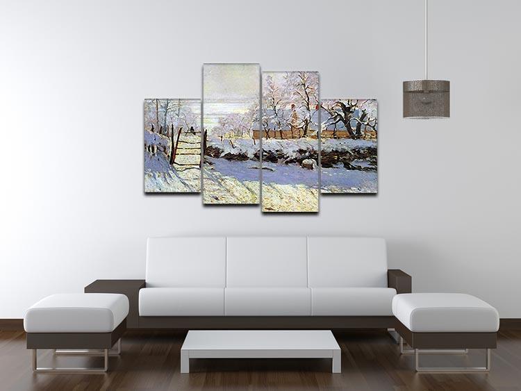 The Magpie by Monet 4 Split Panel Canvas - Canvas Art Rocks - 3