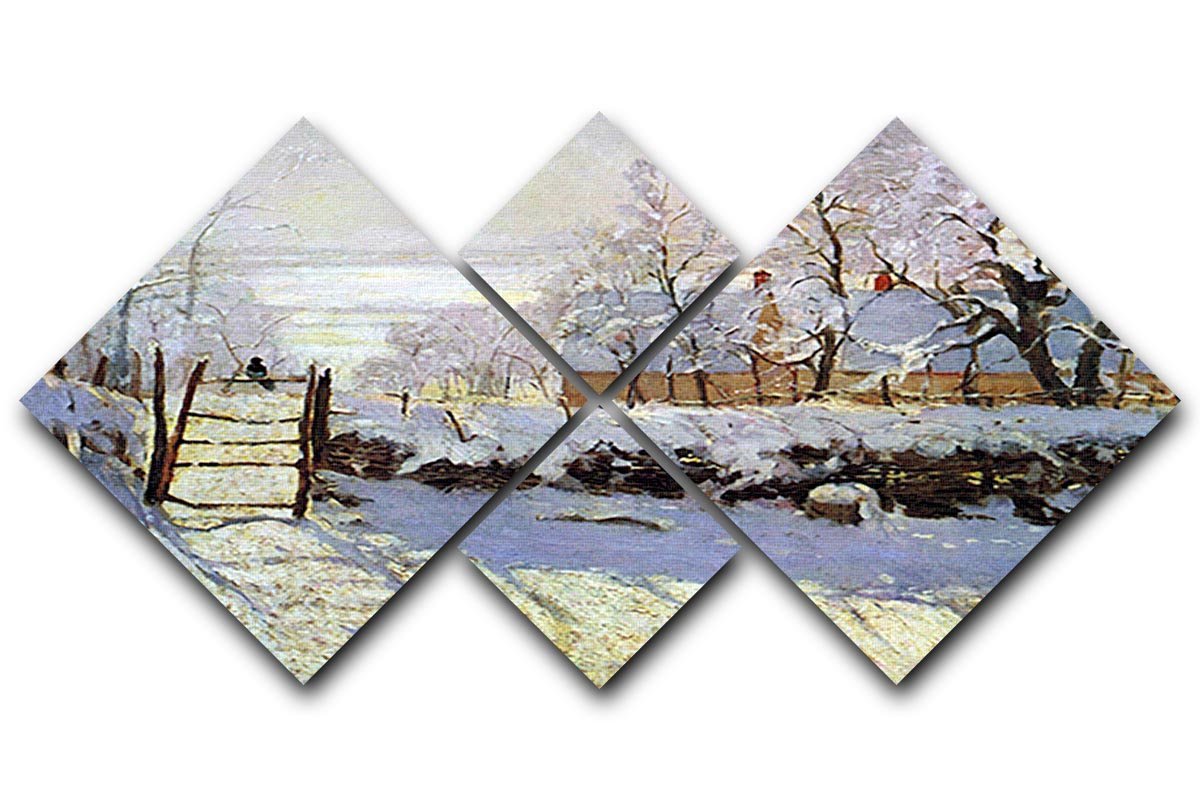 The Magpie by Monet 4 Square Multi Panel Canvas  - Canvas Art Rocks - 1