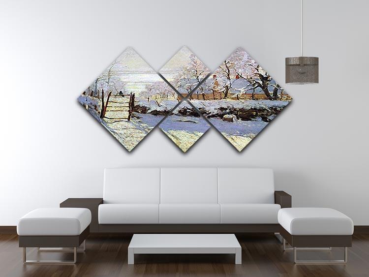 The Magpie by Monet 4 Square Multi Panel Canvas - Canvas Art Rocks - 3