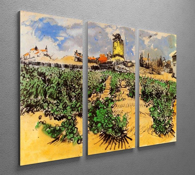 The Mill of Alphonse Daudet at Fontevielle by Van Gogh 3 Split Panel Canvas Print - Canvas Art Rocks - 4