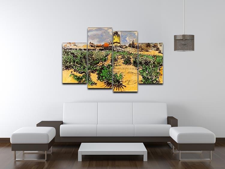 The Mill of Alphonse Daudet at Fontevielle by Van Gogh 4 Split Panel Canvas - Canvas Art Rocks - 3