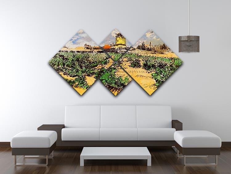 The Mill of Alphonse Daudet at Fontevielle by Van Gogh 4 Square Multi Panel Canvas - Canvas Art Rocks - 3