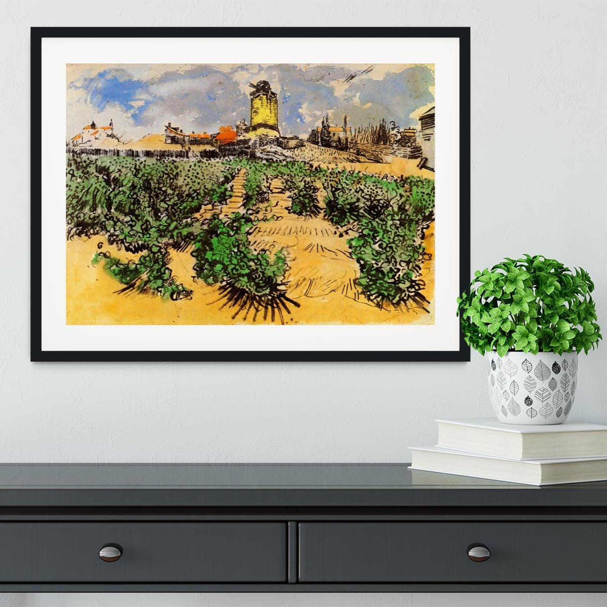 The Mill of Alphonse Daudet at Fontevielle by Van Gogh Framed Print - Canvas Art Rocks - 1