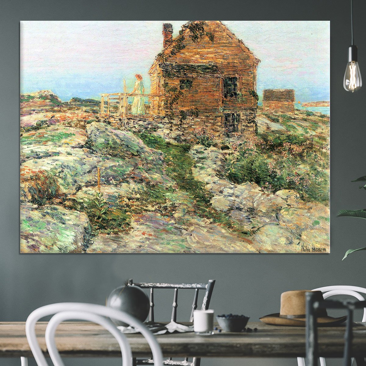 The Norwegian hut by Hassam Canvas Print or Poster