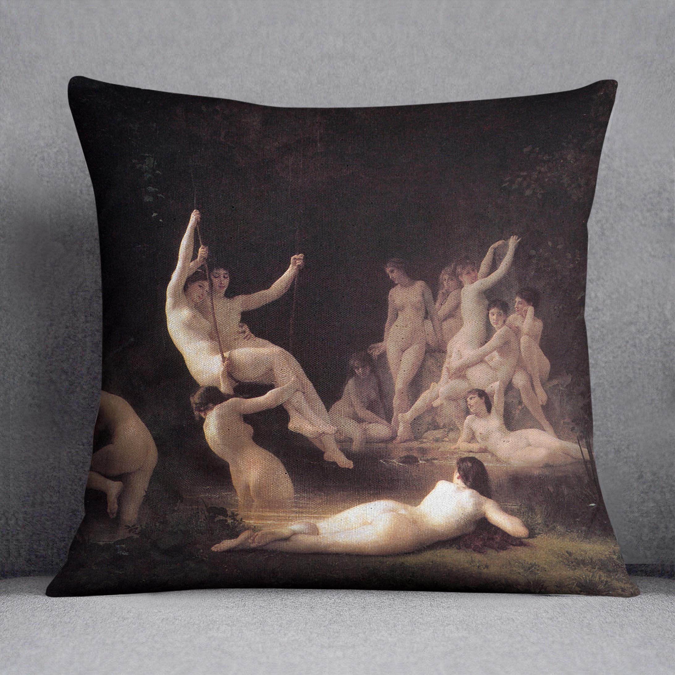 The Nymphaeum By Bouguereau Throw Pillow