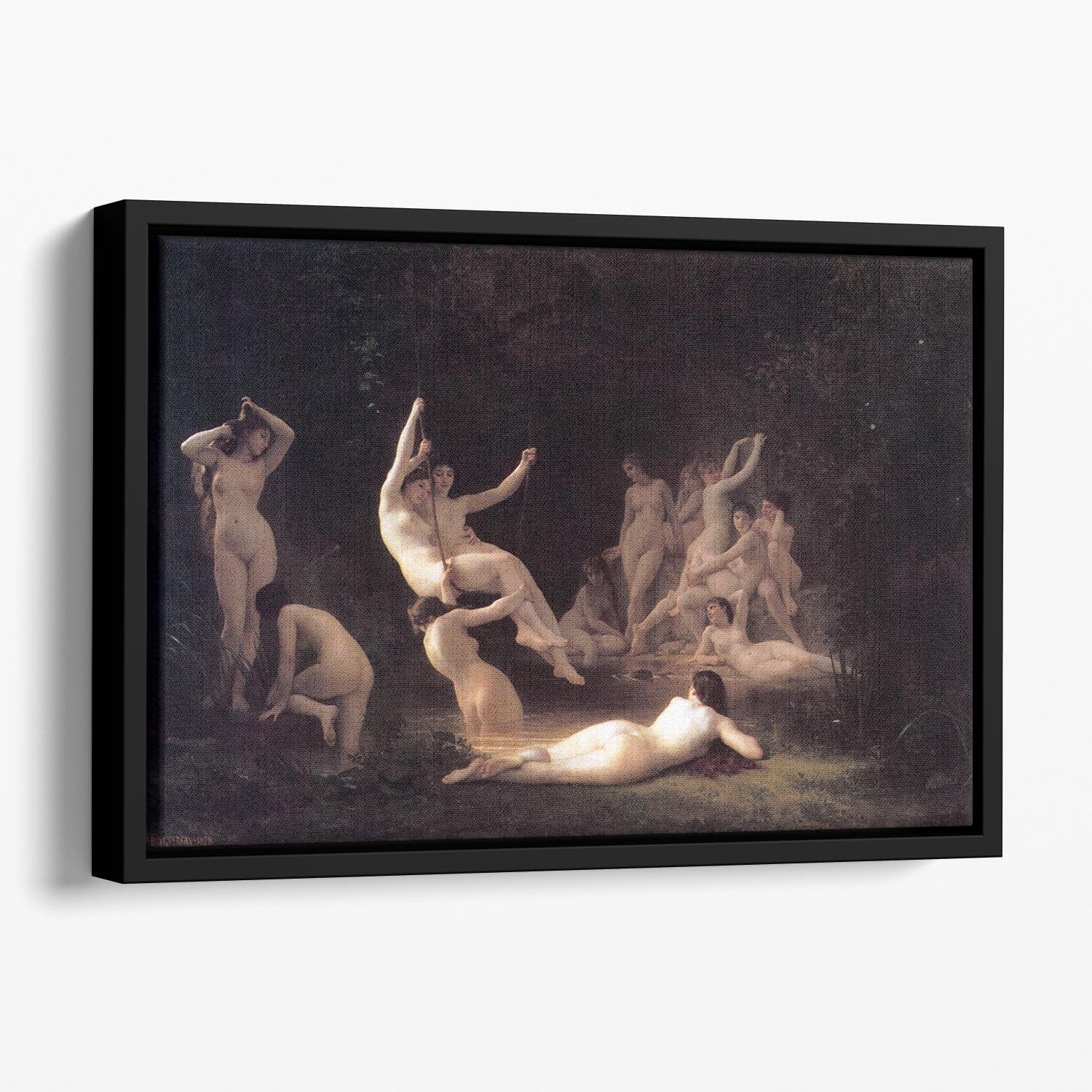 The Nymphaeum By Bouguereau Floating Framed Canvas