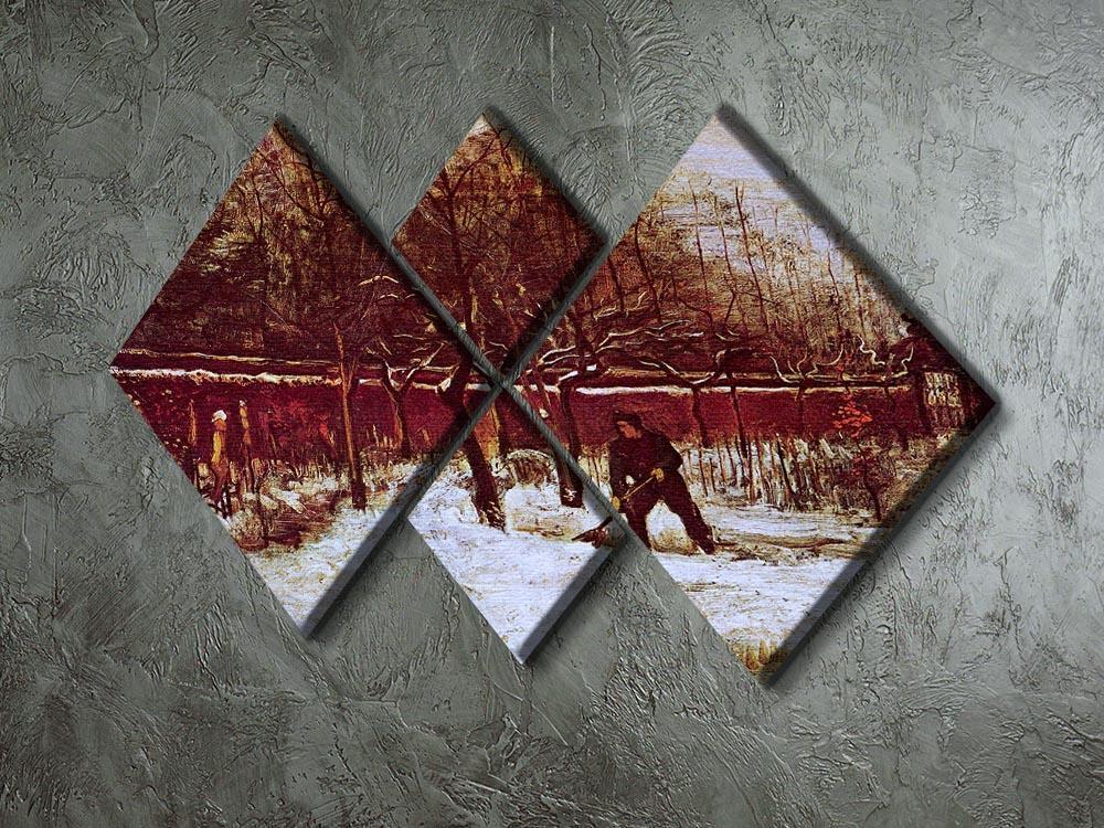 The Parsonage Garden at Nuenen in the Snow by Van Gogh 4 Square Multi Panel Canvas - Canvas Art Rocks - 2