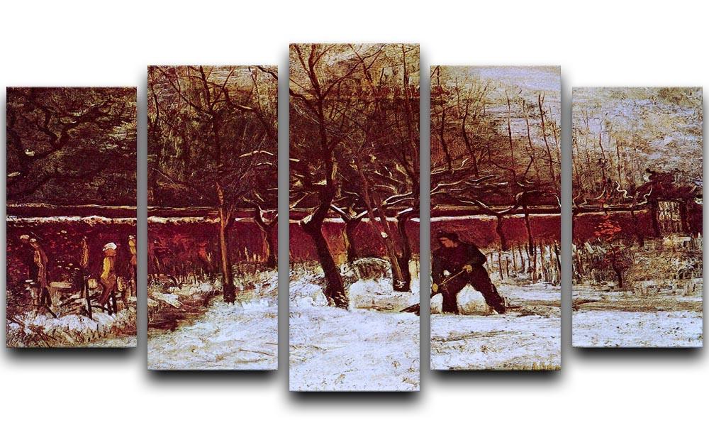 The Parsonage Garden at Nuenen in the Snow by Van Gogh 5 Split Panel Canvas  - Canvas Art Rocks - 1