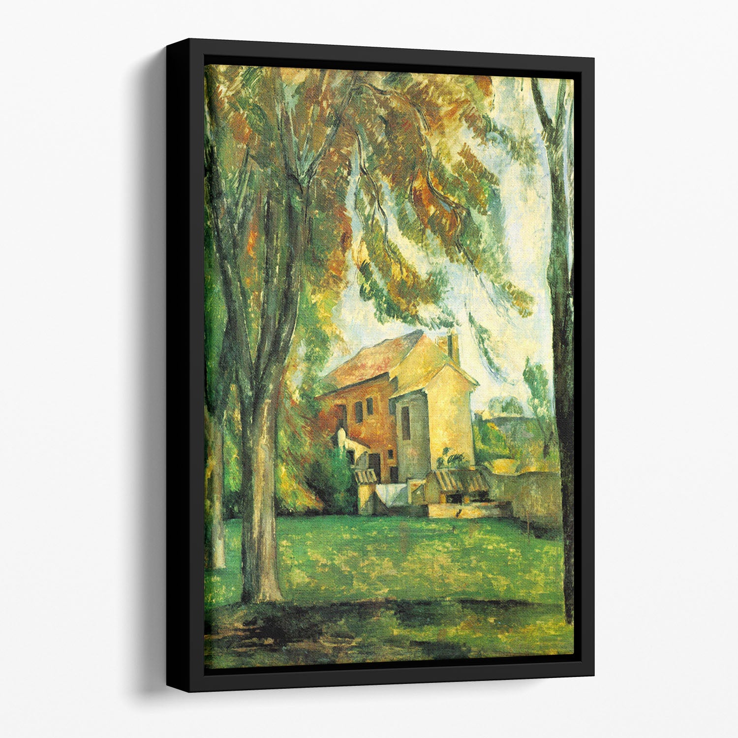 The Pond of the Jas de Bouffan in Winter by Cezanne Floating Framed Canvas - Canvas Art Rocks - 1