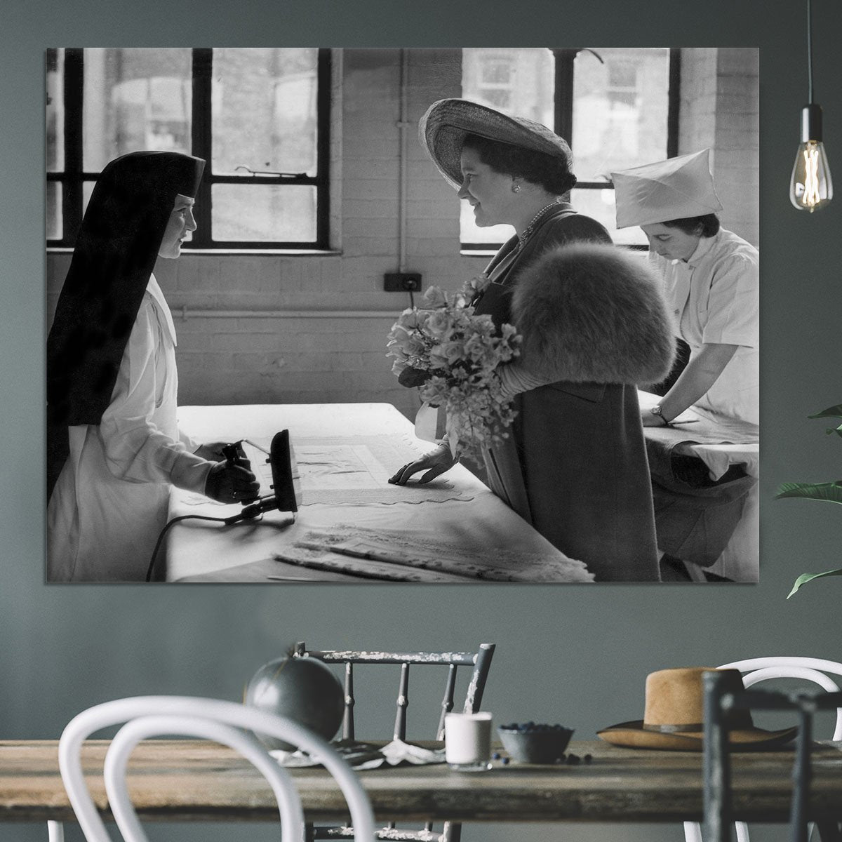 The Queen Mother at a training college Canvas Print or Poster