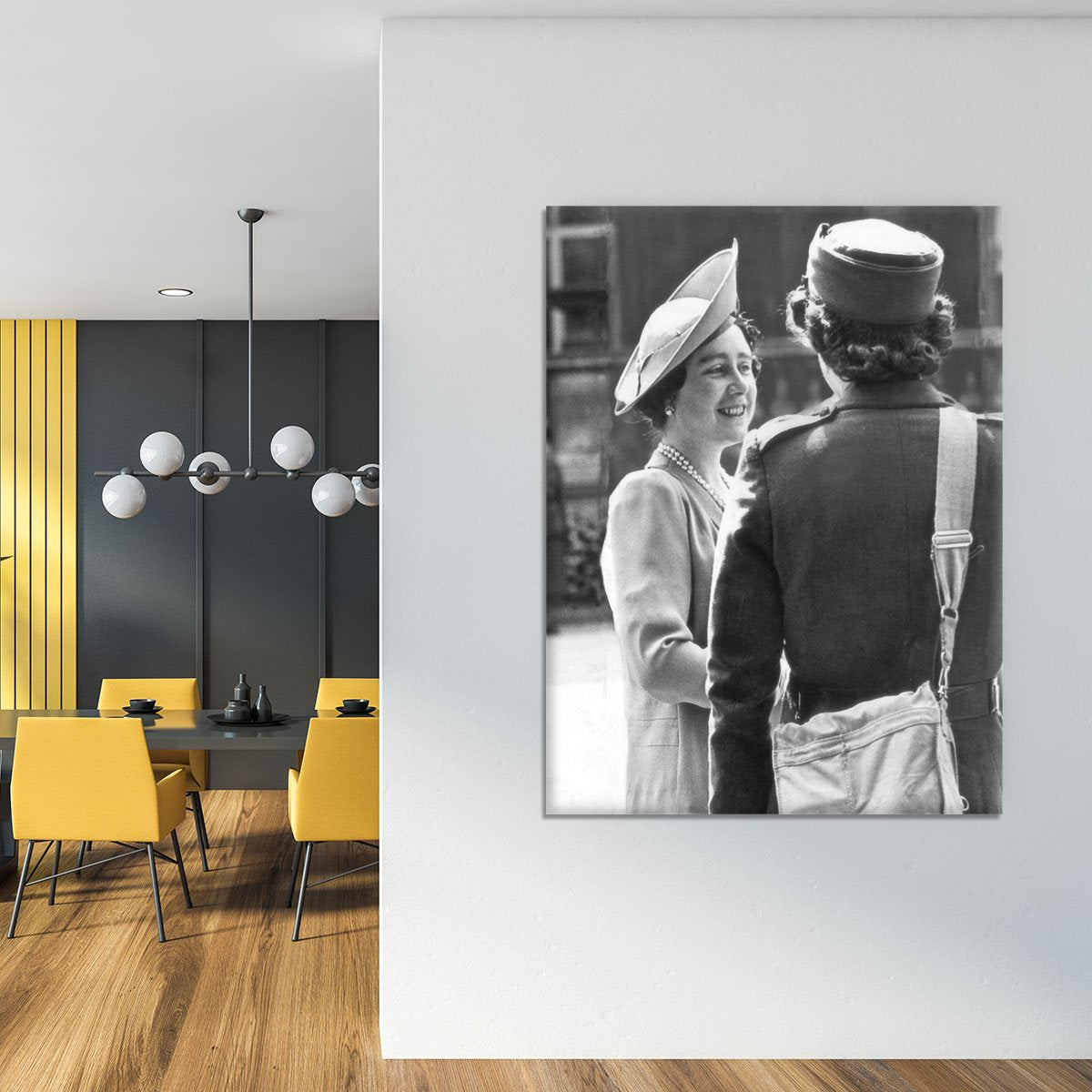The Queen Mother inspecting WW2 service members Canvas Print or Poster