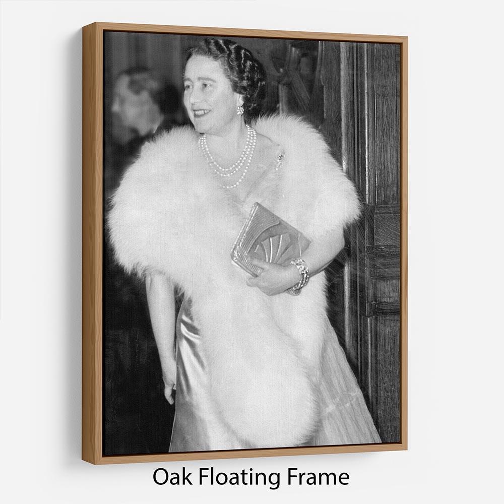 The Queen Mother on a night out at the Coliseum Floating Frame Canvas