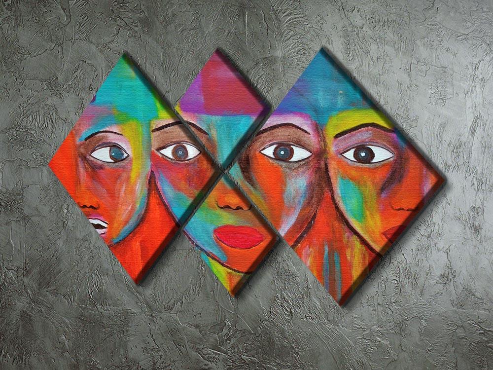 The Red Faces 4 Square Multi Panel Canvas - Canvas Art Rocks - 2
