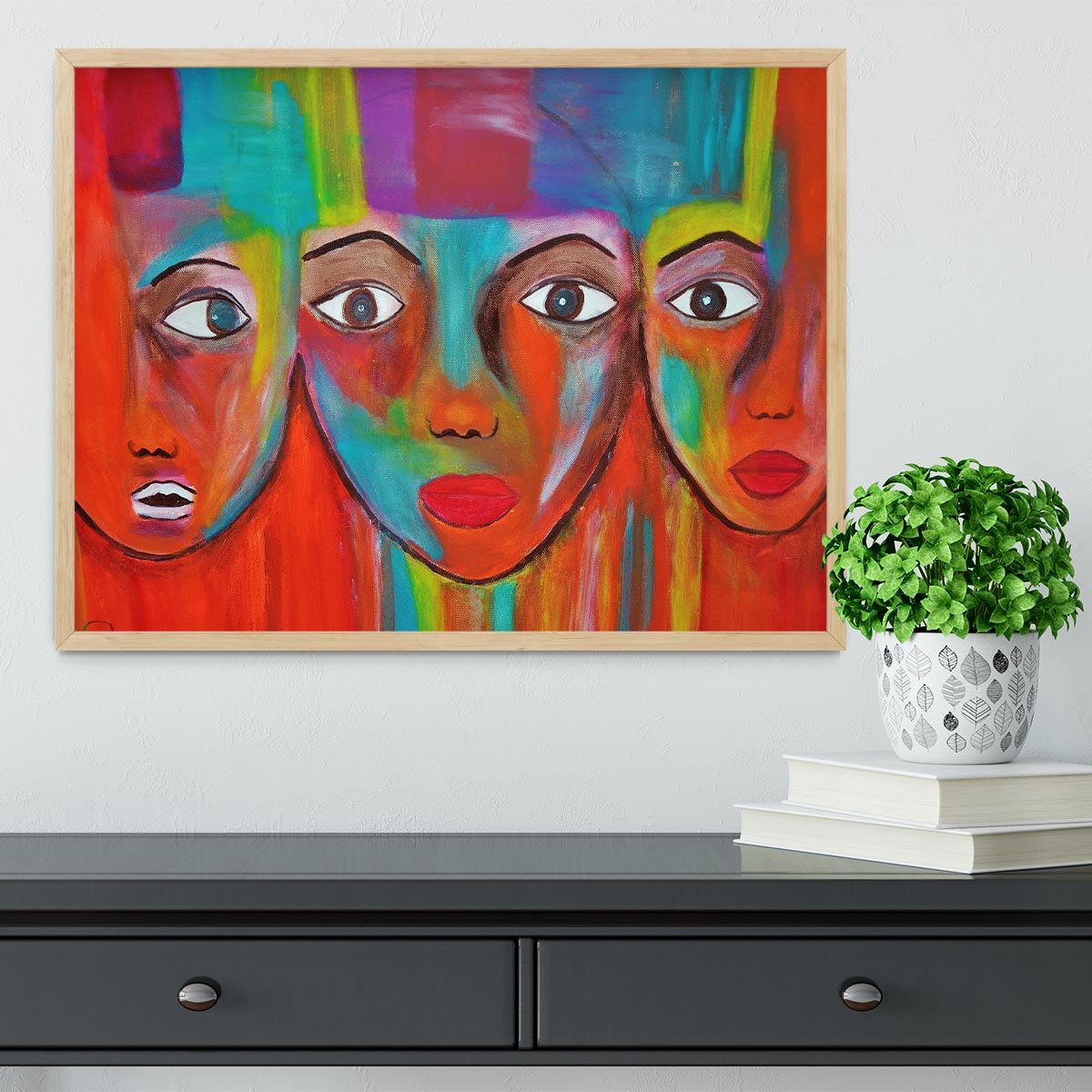 The Red Faces Framed Print - Canvas Art Rocks - 4